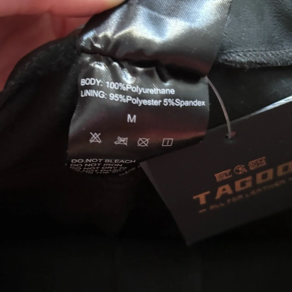 Tagoo Faux Leather Pleather Pants Womens Size Medium New With Tag Black Biker - Picture 5 of 5